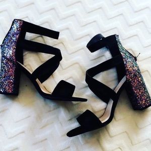 glitter black heels